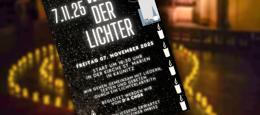 Flyer mit Lichtern im Hintergrund